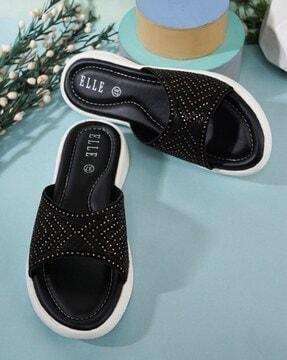 women embellished slip-on open-toe flip-flops