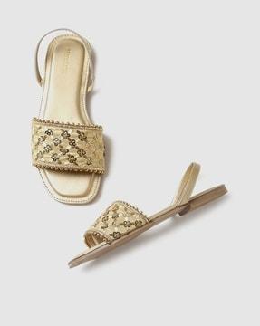 women embellished slip-on sandals