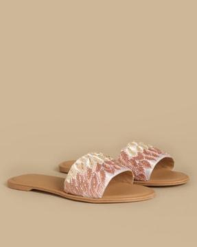 women embellished slip-on sandals