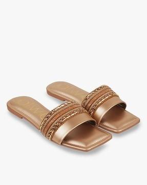 women embellished slip-on sandals