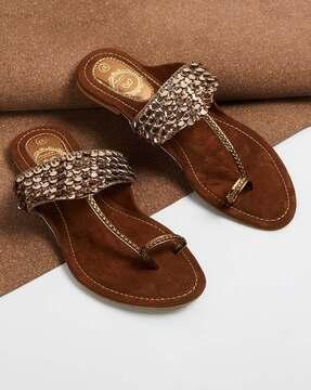 women embellished slip-on sandals