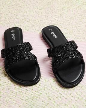 women embellished slip-on sandals