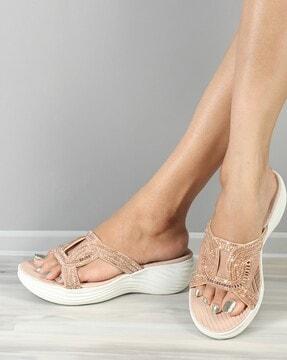 women embellished slip-on wedges