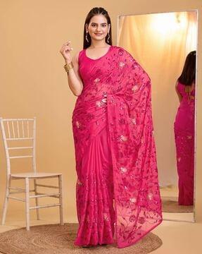 women embellished soft organza saree