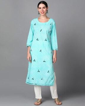 women embellished straight kurta & pants