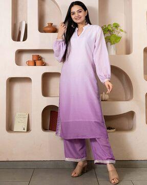 women embellished straight kurta set