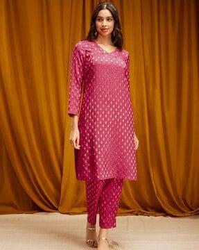 women embellished straight kurta set