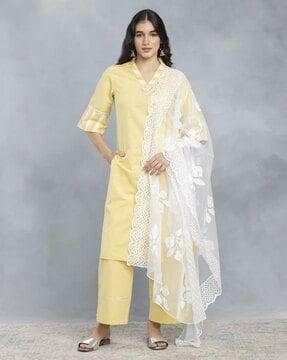 women embellished straight kurta set