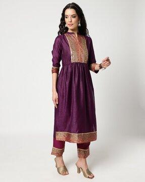 women embellished straight kurta set