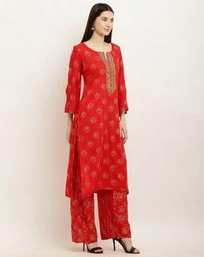 women embellished straight kurta set