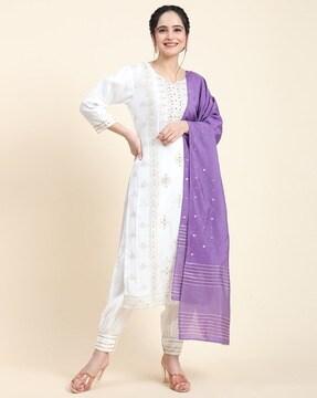 women embellished straight kurta set