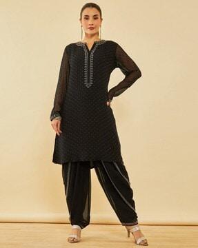 women embellished straight kurta set