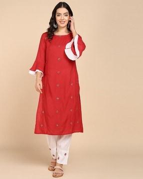 women embellished straight kurta set