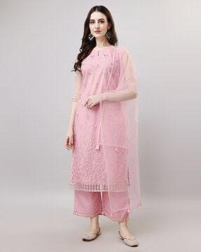 women embellished straight kurta set