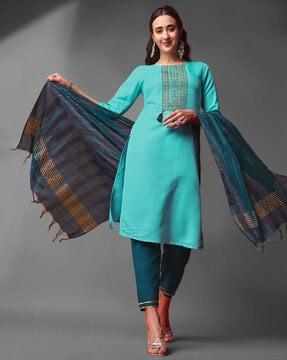 women embellished straight kurta set