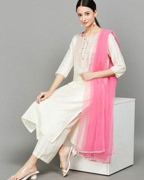 women embellished straight kurta set