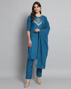 women embellished straight kurta set