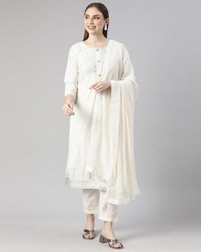 women embellished straight kurta set