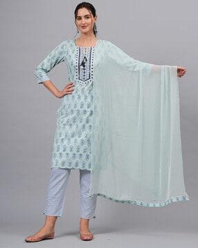 women embellished straight kurta set