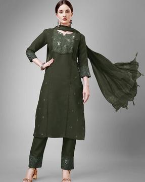 women embellished straight kurta set