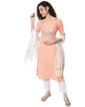 women embellished straight kurta set