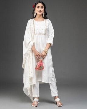 women embellished straight kurta set