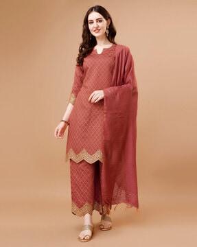 women embellished straight kurta set