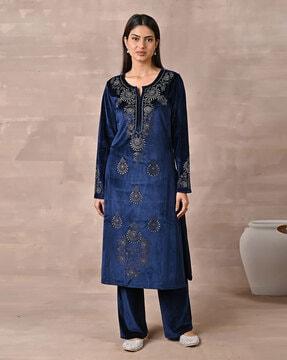 women embellished straight kurta