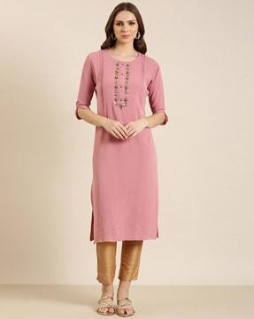 women embellished straight kurta