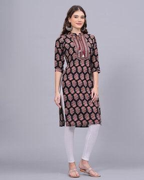 women embellished straight kurta