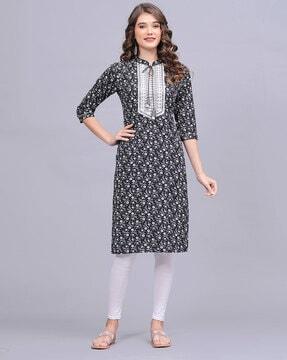 women embellished straight kurta