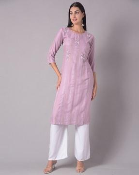 women embellished straight kurta