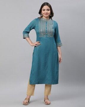 women embellished straight kurta