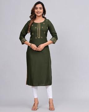 women embellished straight kurta