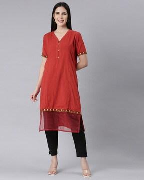 women embellished straight kurta