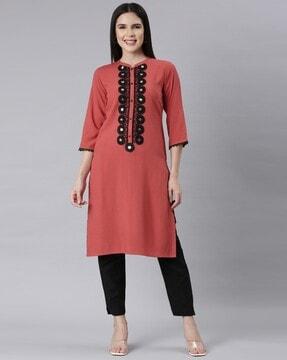 women embellished straight kurta