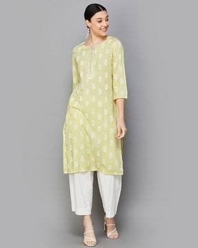 women embellished straight kurta