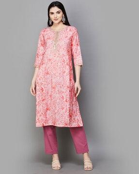 women embellished straight kurta