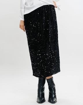 women embellished straight skirt