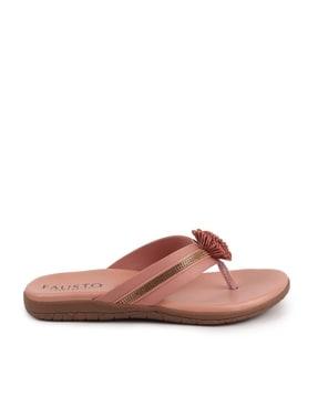 women embellished t-strap flip-flops