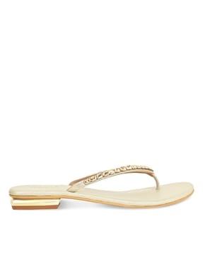 women embellished thong-strap flat sandals