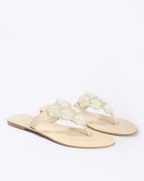 women embellished thong-strap flat sandals