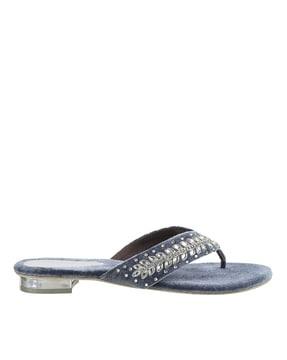 women embellished thong-strap flip-flops