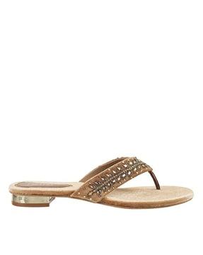 women embellished thong-strap flip-flops