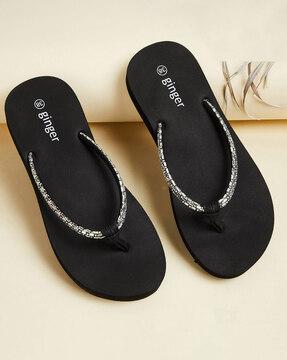 women embellished thong-strap flip-flops