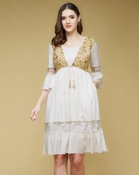 women embellished tiered dress