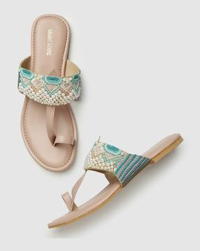 women embellished toe-ring sandals