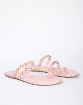 women embellished toe-ring sandals