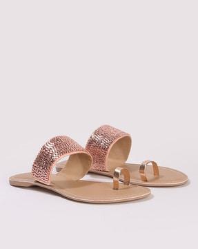 women embellished toe-ring sandals