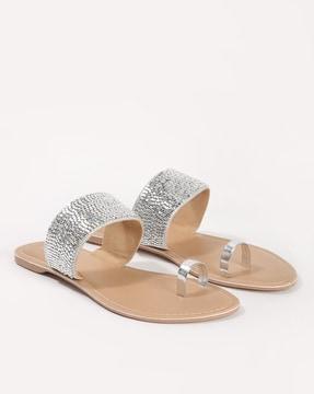 women embellished toe-ring sandals